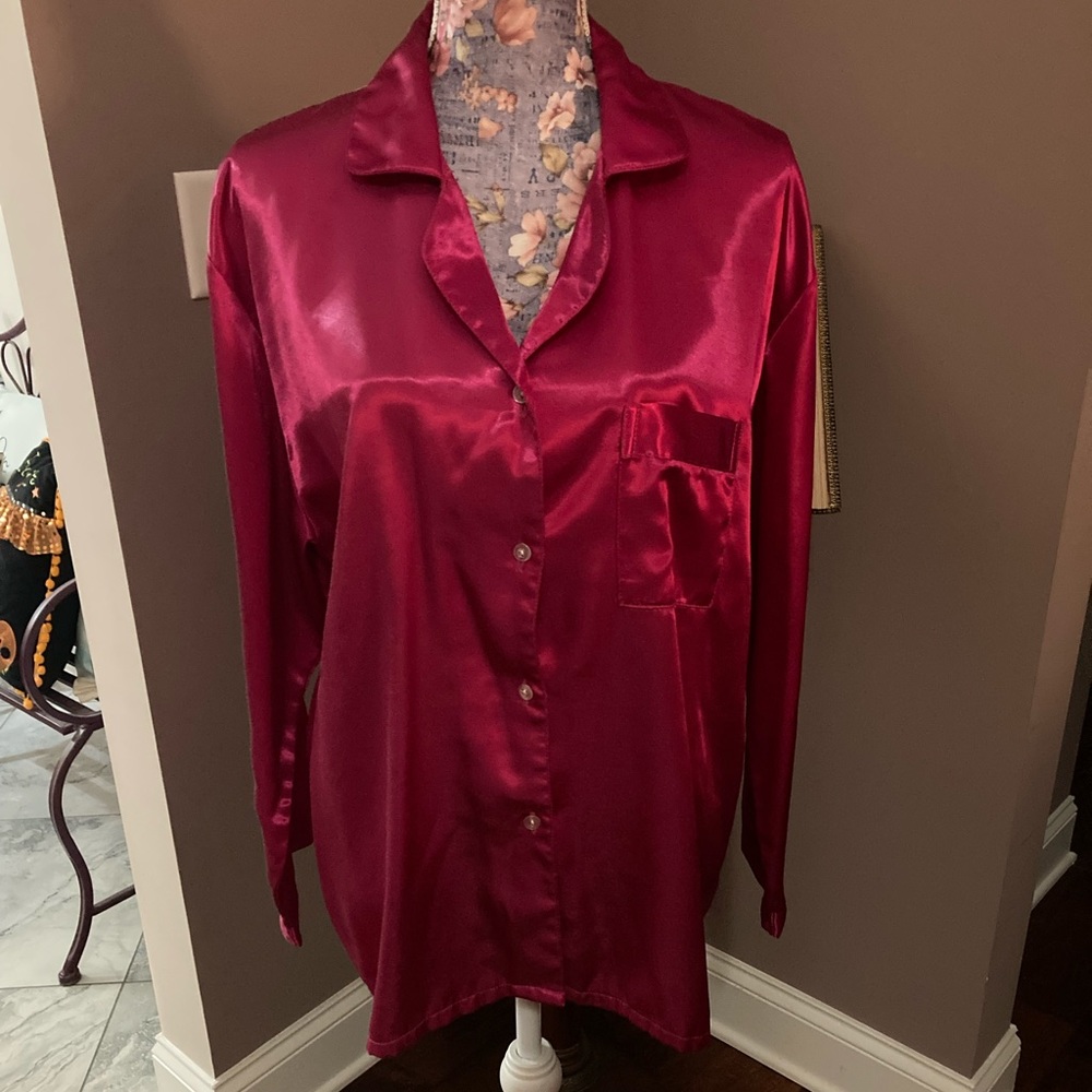Fuschia Satiny V.S.J. Pajama Top